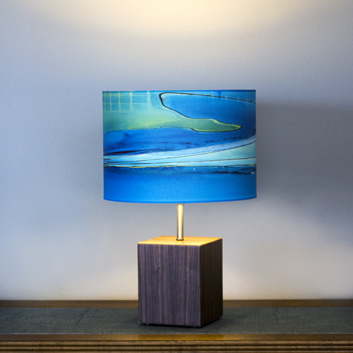 Table Floor Lamps Rowan Chase Studio Block Lamp In Black Walnut With 12 Blue Boardwalk Shade